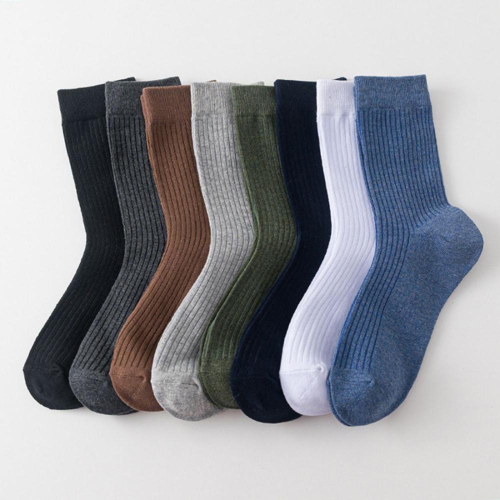 

Basic Solid Color Mid-tube Business Male Men s Socks Crew socks Men Dress Socks Cotton Socks джинсовий синього кольору