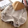 Boys Striped Hooded Shirt Jacket Spring Autumn Fashionable Long Sleeve Top