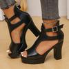 Fashion New Summer Sandals Women Round Toe Open Toe Cutout Platform Platform Fish Mouth Versatile High Heel Block Heel Shoes