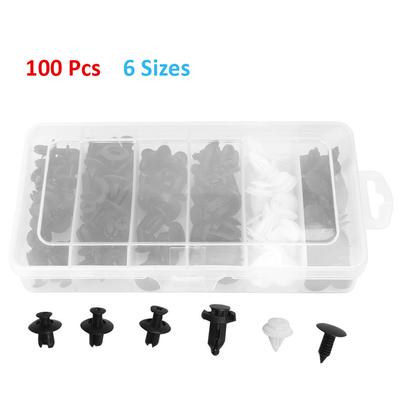 6 Sizes 100pcs Auto Fastener Clip Mixed Car Body Push Retainer Pin Rivet Bumper Door Trim Panel Retainer Fastener Kit