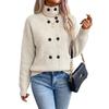 Women's Turtleneck Double Breasted Knit Cardigan Sweater Color Relaxed Fit for Fall and Winter