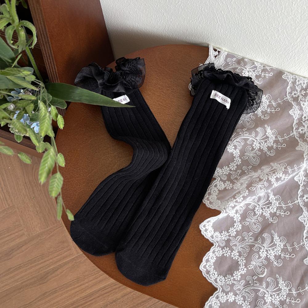 Autumn&Winter Mid-Tube Hosiery Mesh Thin Stockings Harajuku Balletcore Lace Socks  Kid