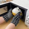 1 Pair Non-slip Kitchen Microwave Gloves Cotton Lining Heat Insulated Gloves Oven Gloves  Pot Lid