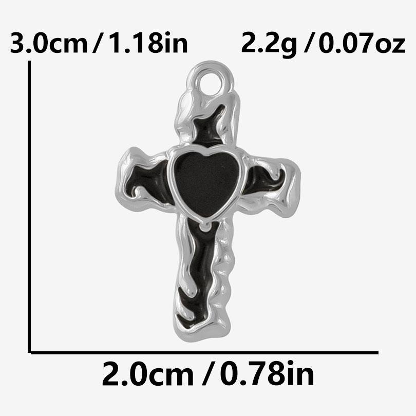 6pcs Punk Dark Black Stainless Steel Enamel Charms For Jewelry Making Supplies Sun Heart Cross Ocean Animal Pendant DIY Pendants