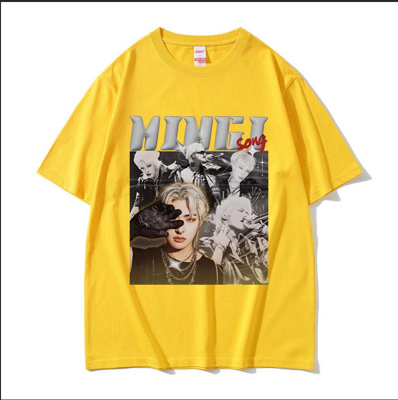 T-shirt Grafica Coreana Ateez MINGI Unisex Hip Hop Retro Moda Manica Corta T-shirt Casual Oversize Cotone Streetwear