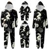 Halloween-printet Familie-matchende Hettegenser med Langermer og Glidelås Hettegenser Jumpsuit Sett