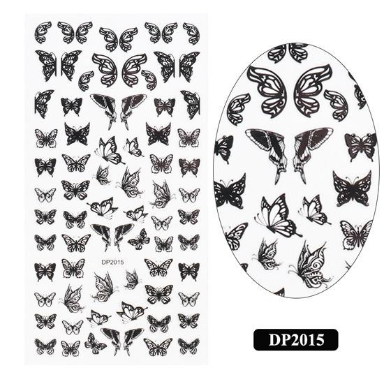 1pc 3D Nail Stickers Spring Summer Natural Flower Leaves Simulation Dried Flower Dragonfly Nail Applique Water Slides Decoration