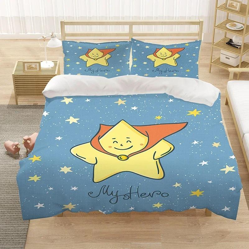 Cute Cartoon Little Star Bedding Set Duvet Cover Bedroom Comforter Covers Single Twin King Size Quilt Cover Home Textile