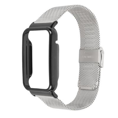 Stainless Steel Mesh Strap with Black Bumper Case Replacement Accessory Fit for Mi Band 7 Pro