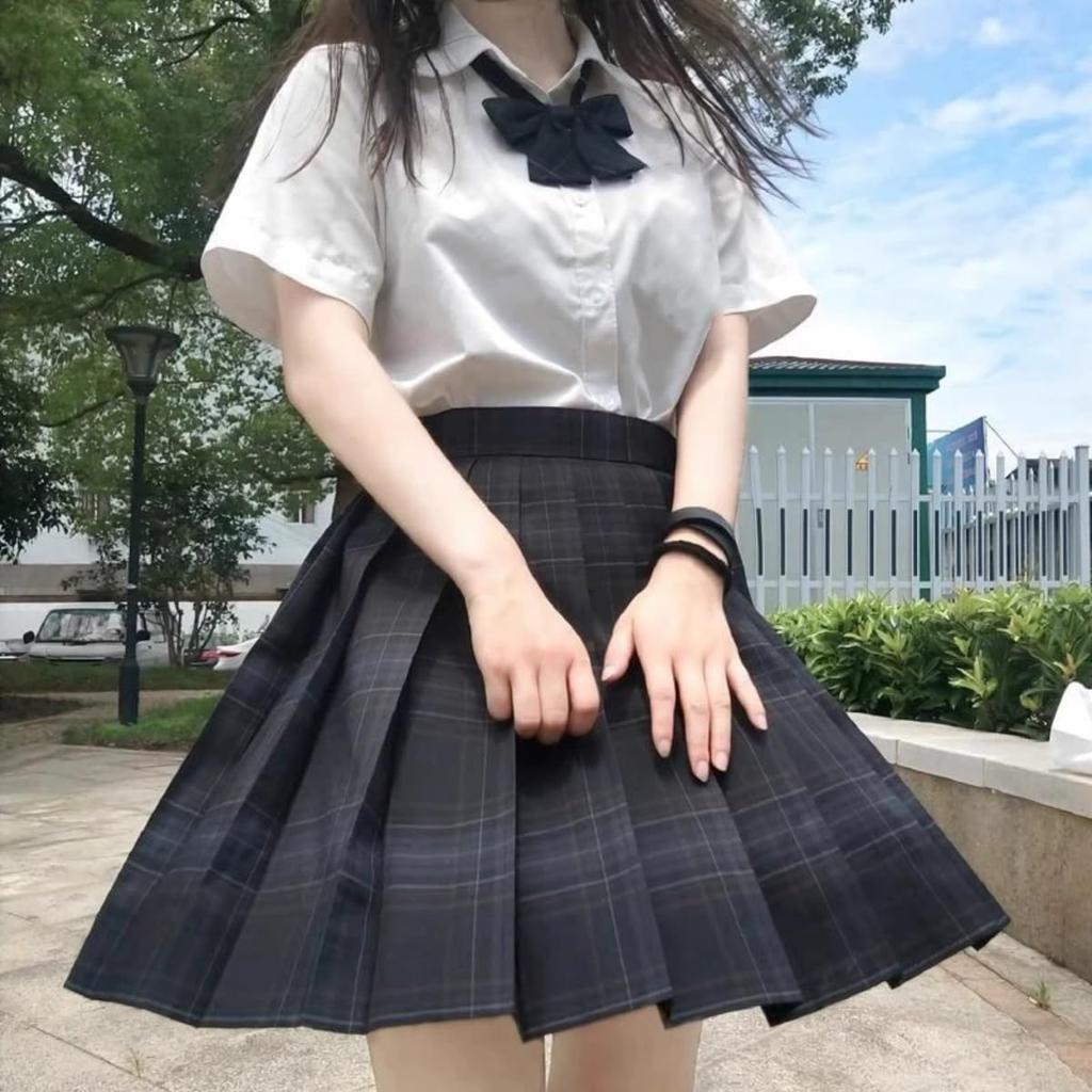 COSSA Uniform Pleated JK High School Girl Uniform Checkered Skirt with Perfect for Photo Amusement Cultural Set Skirt, Skirt, Cosplay, Set, Ribbon,