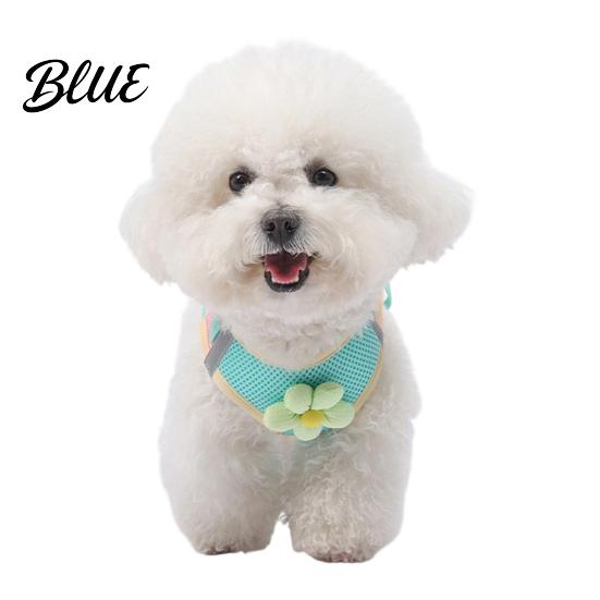 Adjustable Pet Walking Harness Small Dog and 59" Leash Set Breathable Mesh Puppy Vest with Durable Metal Clip 3D Flower Decor for Dogs Cats Outdoor