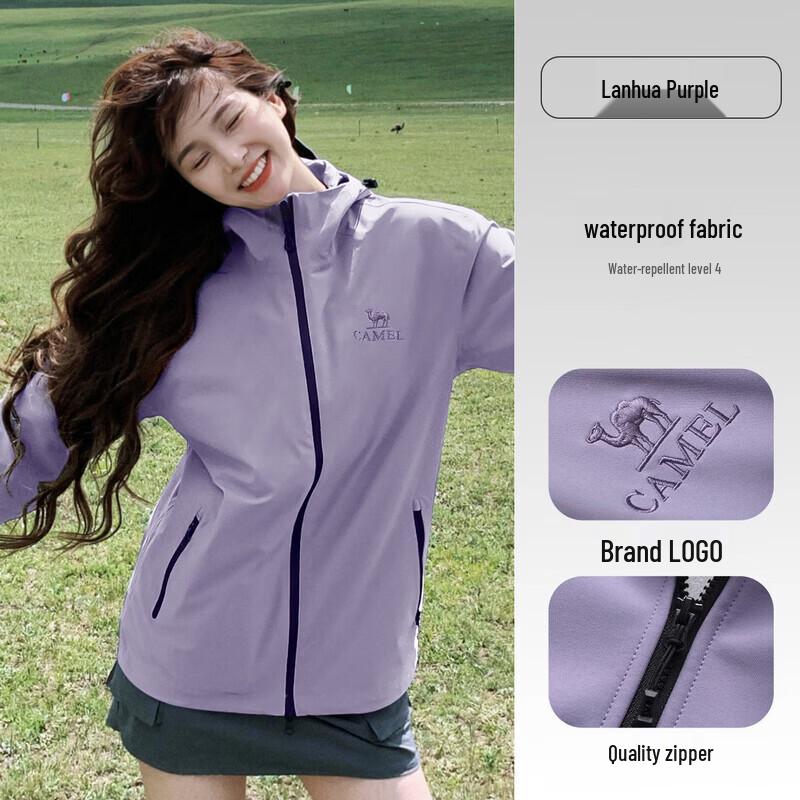 CAMEL Men s and Women s Windproof Waterproof Hooded Softshell Jacket S