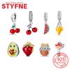 Original Copper Fruit Series Banana Watermelon Cherry Strawberry Beads Charms Pendant Fit Bracelet Fine Jewelry Gifts Making