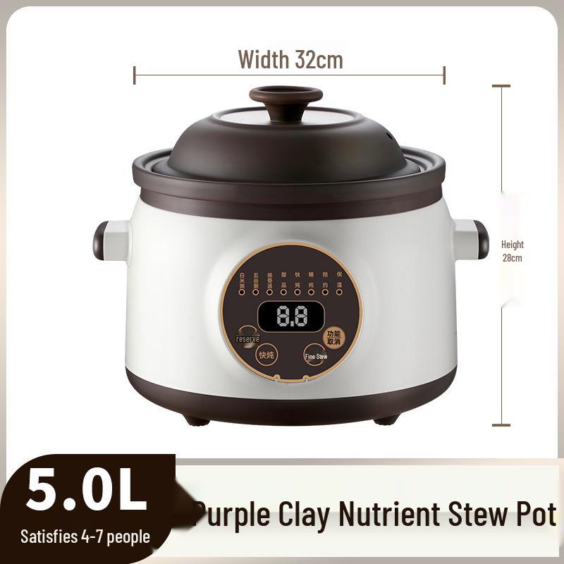 Porridge & Soup Stewing Electric Purple Clay Pot - Multifunctional Ceramic Health Cooker
