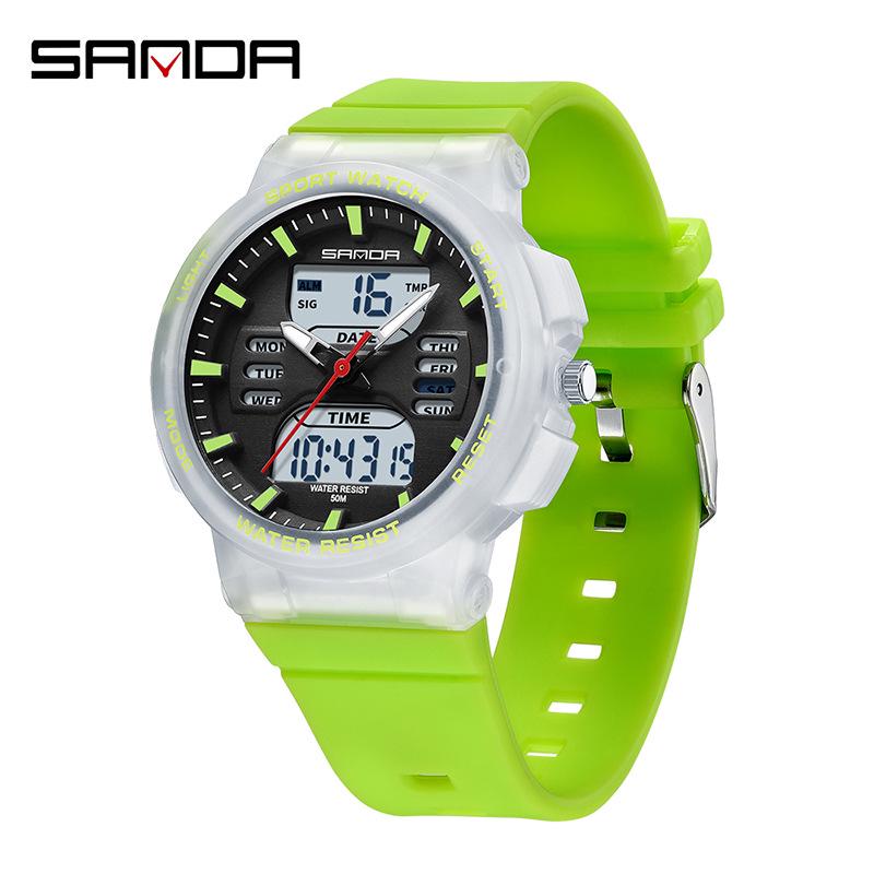 Sanda Unisex Waterproof Multifunctional Sport Watch with Luminous Display for Students