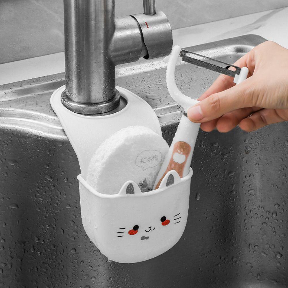 

Kitchen Tools Faucet Sponge Holder Bathroom Cat Hanging Basket Cartoon Sink Drain Basket Panda