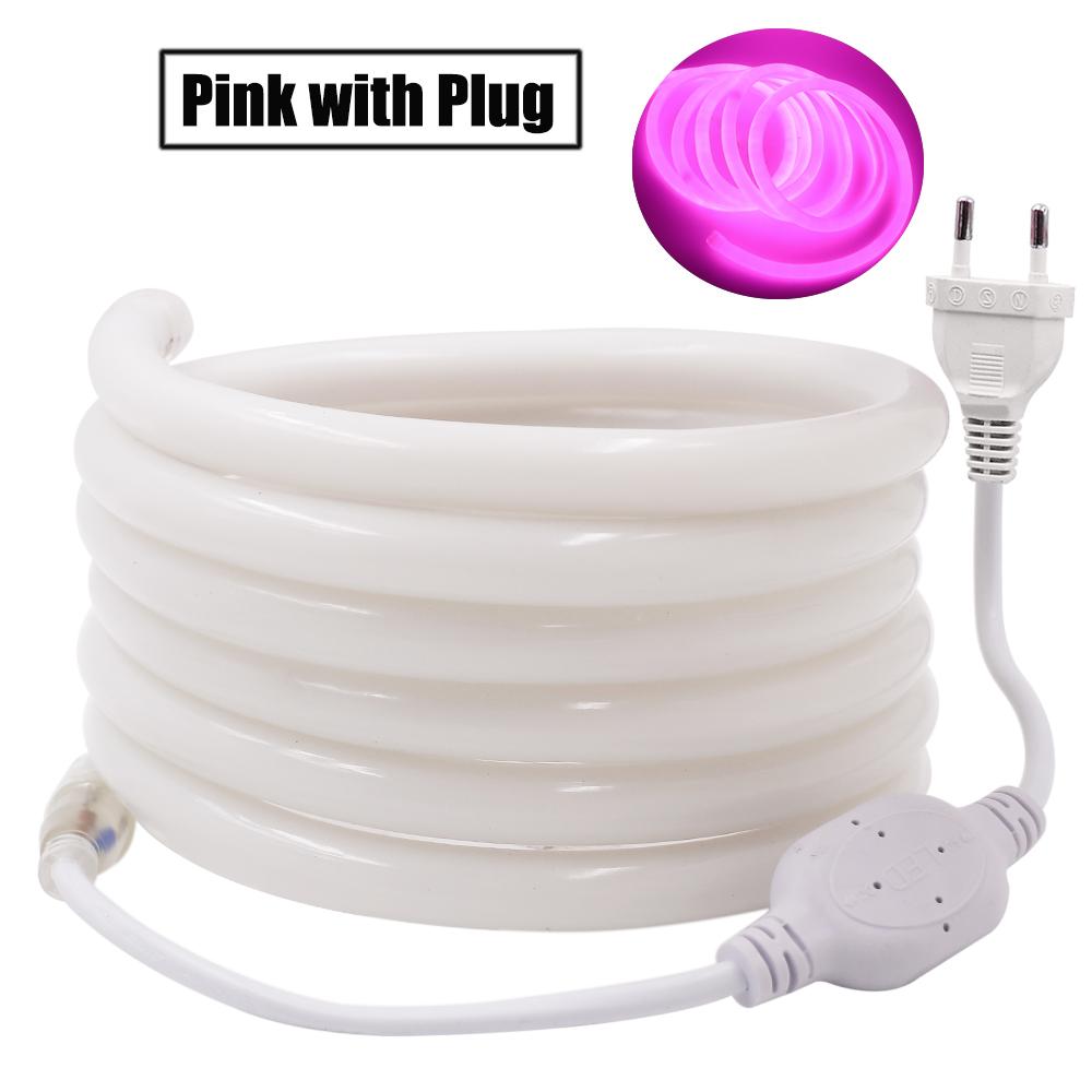 Round LED Flexible Strip Light 220V SMD 2835 RGB LED Neon Light flex tube 120led IP68 Waterproof rope string lamp EU Power plug