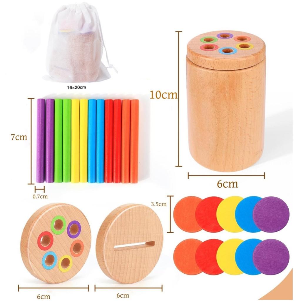 Montessori Toys for Toddlers Wooden 3 In 1 Color Sort Cup Early Educational Toy Shape Matching Fine Motor Toy Count Puzzle Gifts