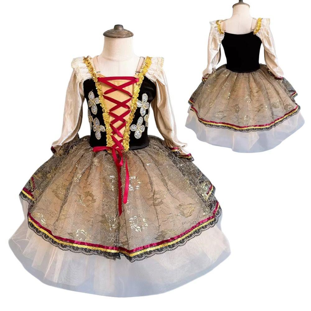 Puffy Swan Lake Ballet Dress Sequin Lace Kids Ballet Dress Fashion Ballet Tutu Skirt  Children