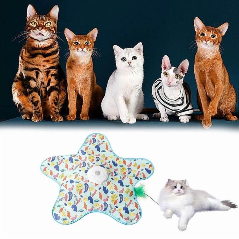 Jouet interactif d'intérieur pour chat, Jouet automatique mobile à plumes pour chats, Jouet cache-cache 2-en-1 avec moteur silencieux et vitesse réglable, Cadeau pour chats d'intérieur
