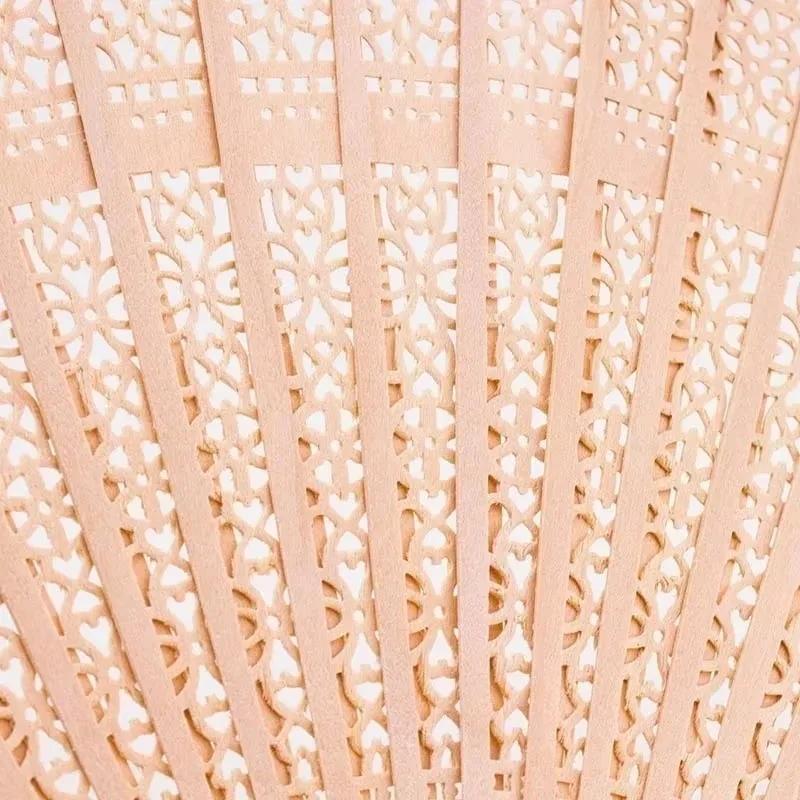 Chinese Vintage Simple Fashion Sandalwood Scented Folding Hollow Wooden Fans Hand Held Fans Accessories Gifts Decoration Supply