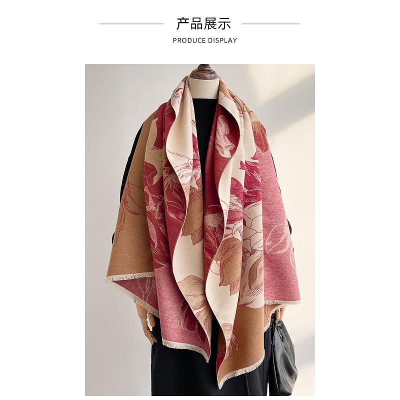 Women S Jacquard Faux Cashmere Scarf Winter Warm Thick Versatile Shawl