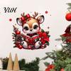 Christmas Party Decoration Supplies Deer Wall Sticker, PVC Elk Decal for Glass Windows Holiday Decorative Patterns Home Decor, Waterproof Removable