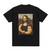 Funny Mona Lisa Fitness T-shirt Muscles Gym Casual Graphic Short Sleeve T-shirts Unisex Fashion  Casual Oversized T Shirt