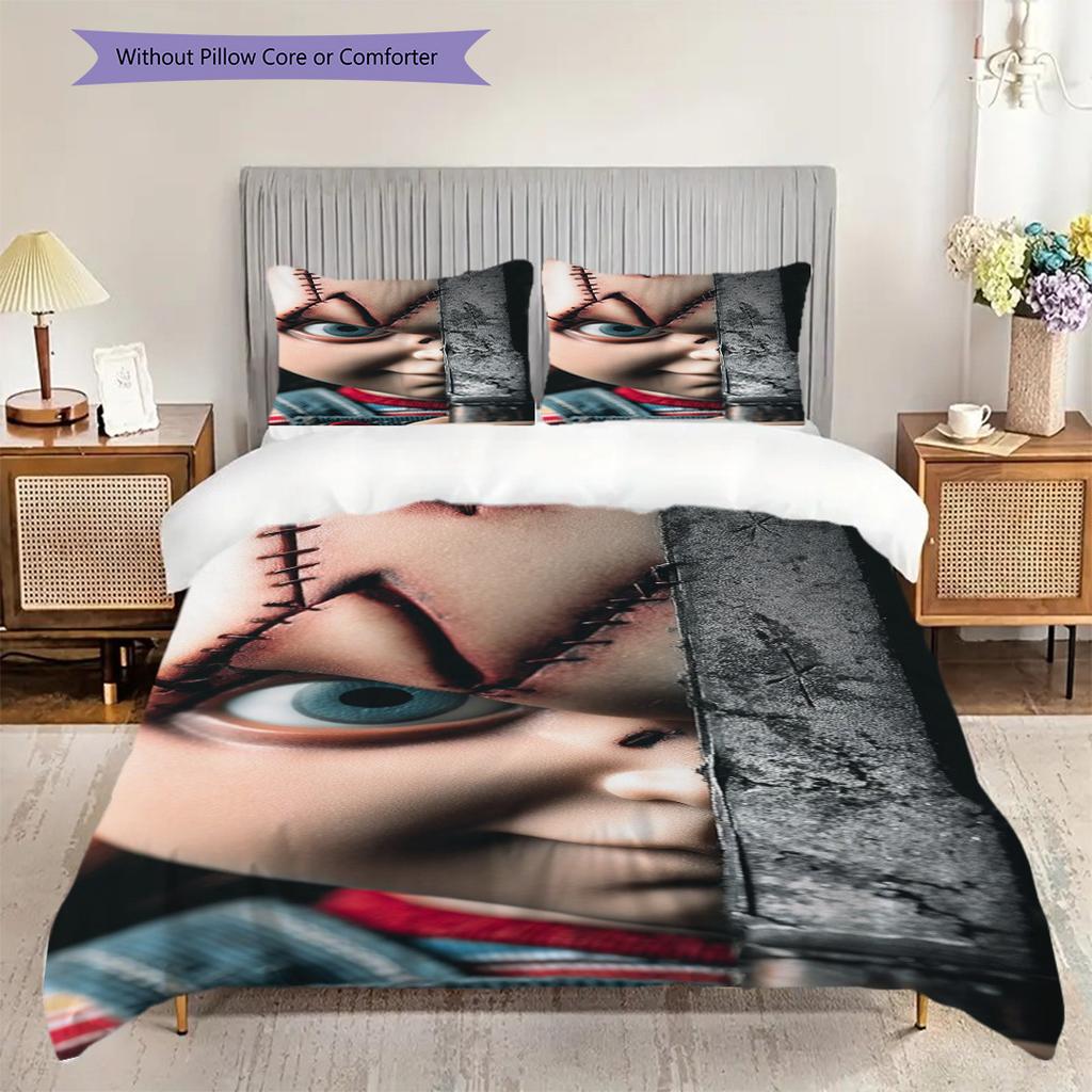 Set di tre pezzi Icona dell'orrore (1 * copripiumino + 2 * federa, senza nucleo) Copripiumino e federa 2D piatti Set biancheria da letto Regalo di Natale compleanno