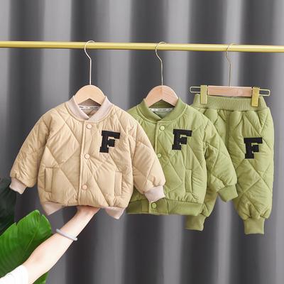 Jungen Baumwollmantel Winter Dick Kinder Buchstaben Baumwollmantel Neues Set im westlichen Stil