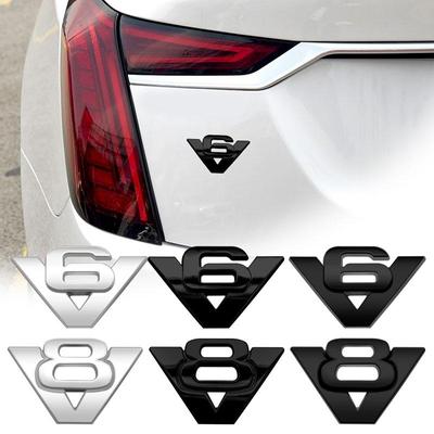 3D Car Styling Chrome Metal V6 V8 Logo Fender Body Side Sticker Emblem Badge For Universal Car Accessories Automobiles