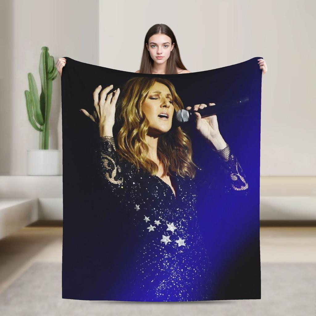 Celines Dion Siger Blanket Music Fuzzy Vintage Soft Throw Blankets for Home Summer