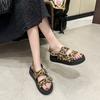 Fashion 2025 Brand Ladies Shoes Open Toe Women's Sandals Fashion Leopard Print Casual Summer Plus Size Comfortable Rome Flat Sandals