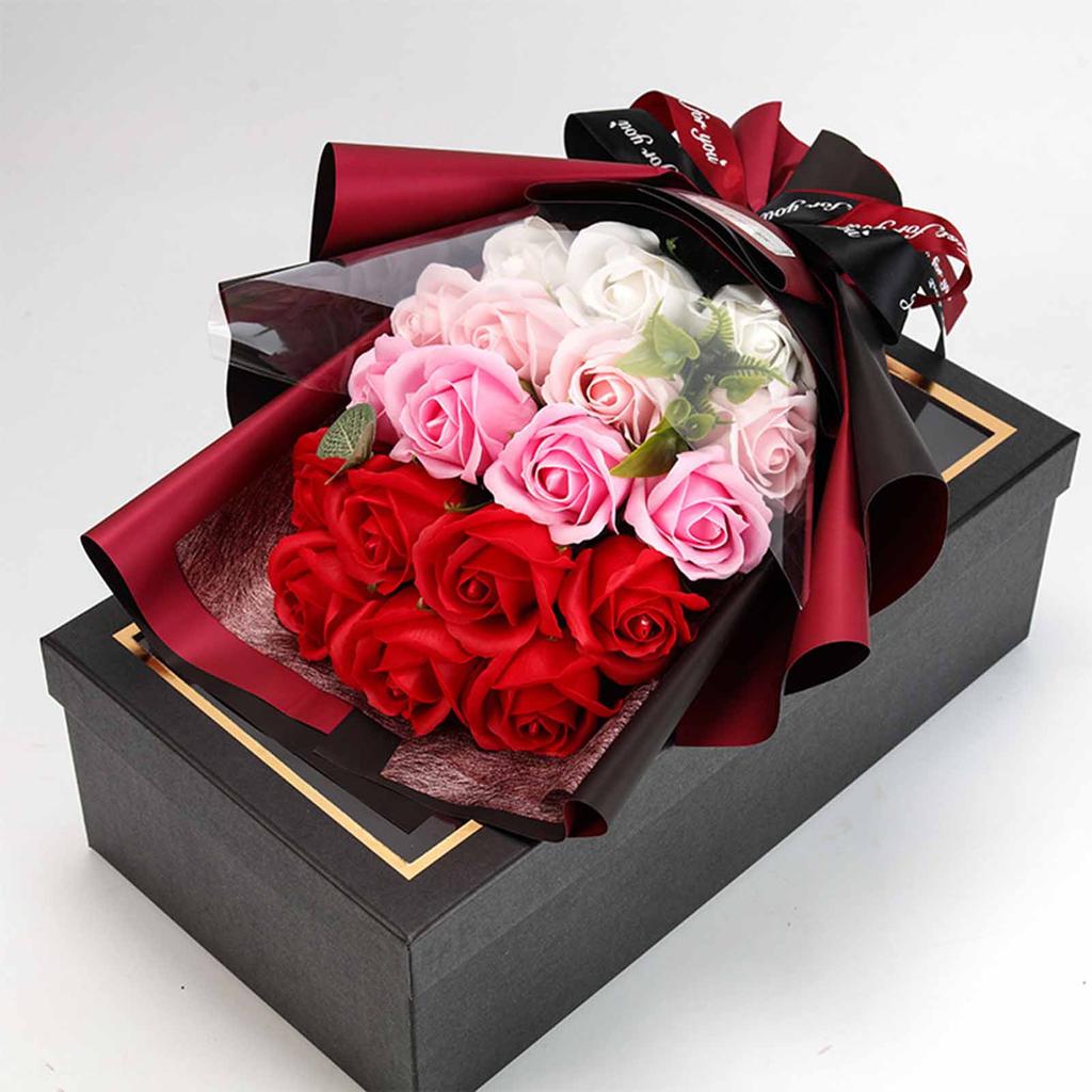 18pcs Soap Flower Bouquet Artificail Roses Forever Flower with Box Practical Valentine's Day Mother's Day Gifts Home Decoration