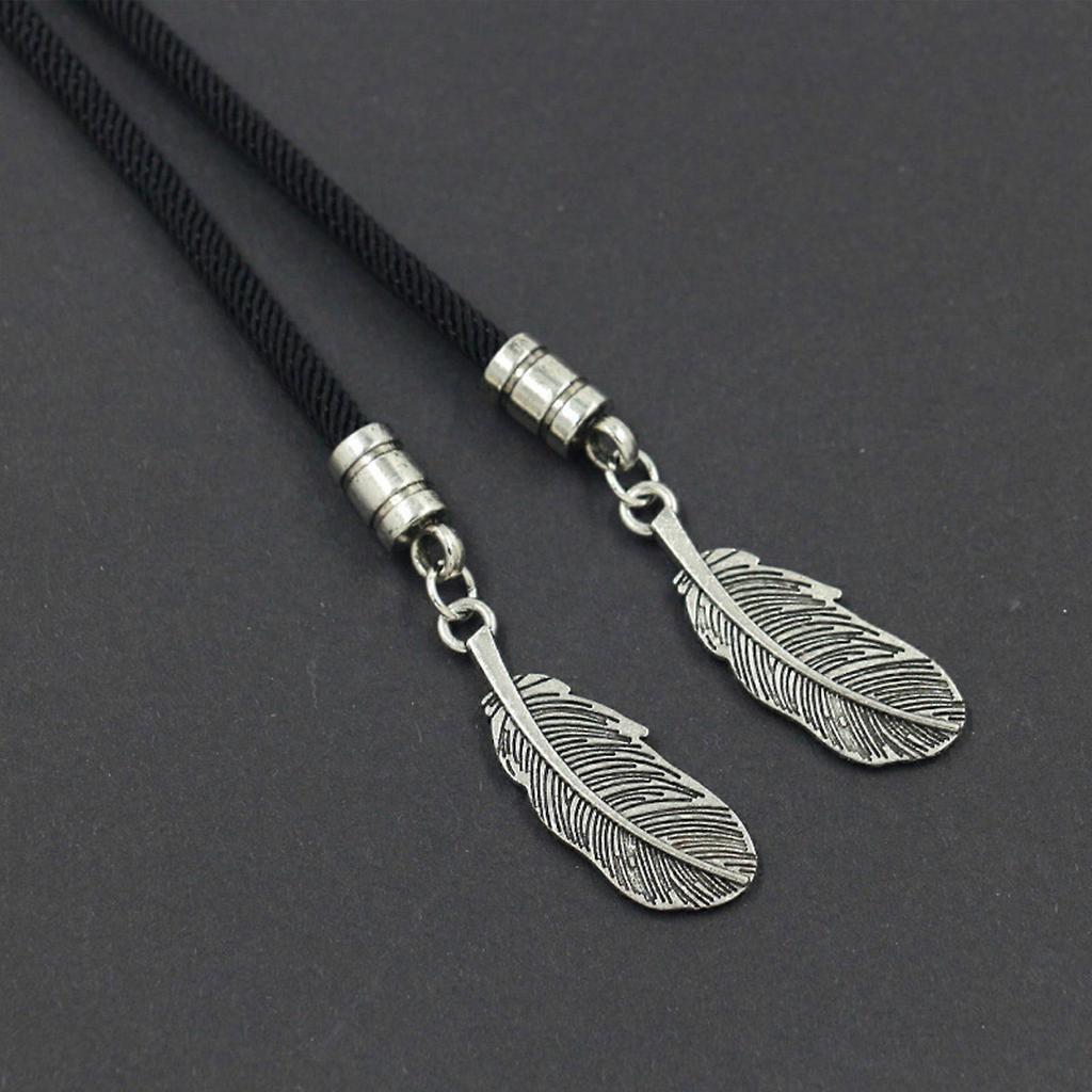 Men's Sun Turquoises Stone Feather Pendant Bolo Tie Braided Rope Necktie Necklace Shirt Collar Chain Cowboy Neckwear White