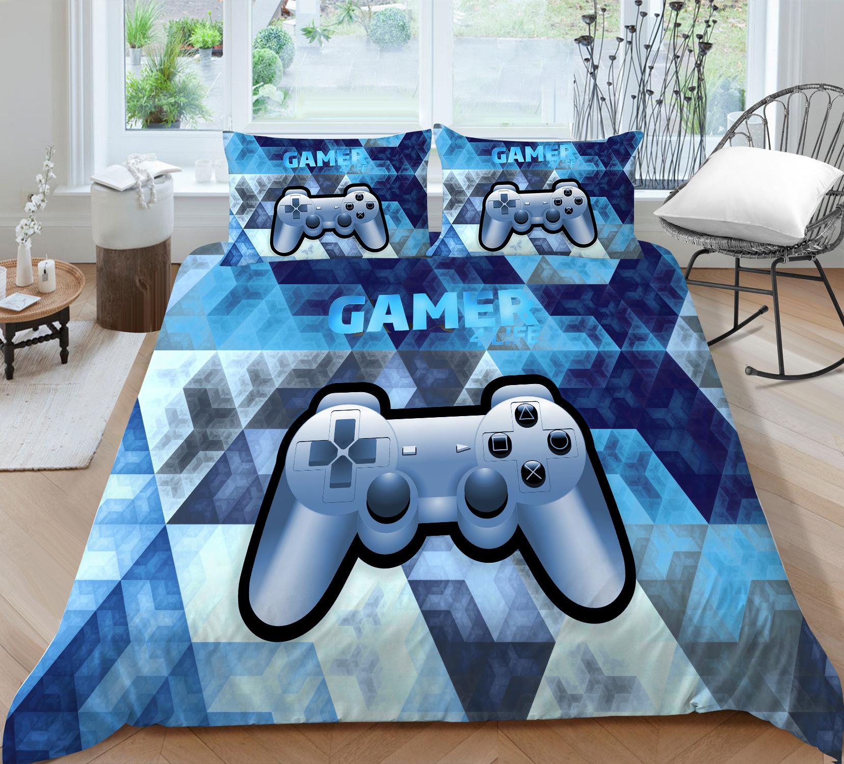 Пододеяльник Наволочка Набор из двух или трех предметов Геймпад Цифровая печать EU single 135*200