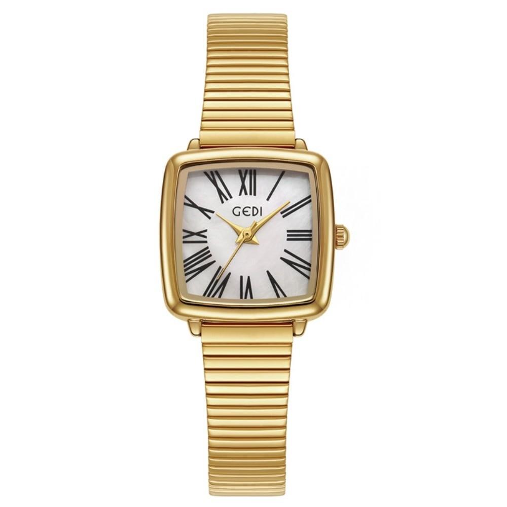 Fashion Stainless Steel Ladies' Watch Square Vintage Bracelet Wristwatch Jewelry Accessories Polished Gold Quartz Watch Business