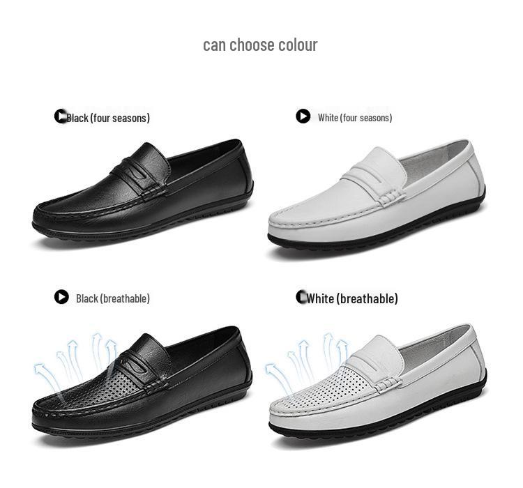 Men's Large Size Leather Slip-On Driving Shoes, Soft Sole, Sizes 45-46.