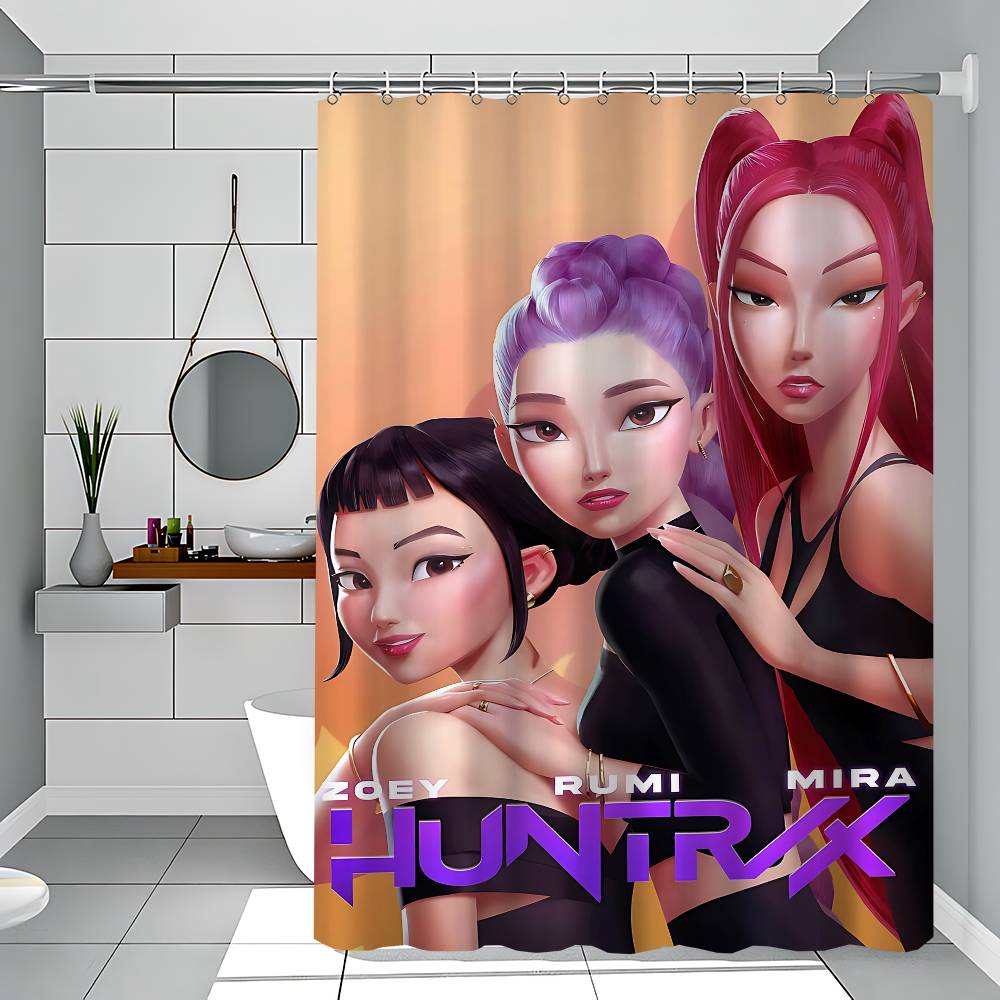 Cartoon Kpop Demon Huntrx Simple Shower Curtain Bathroom Shower Curtain Easy To Clean And Scrub Polyester Waterproof Opaque