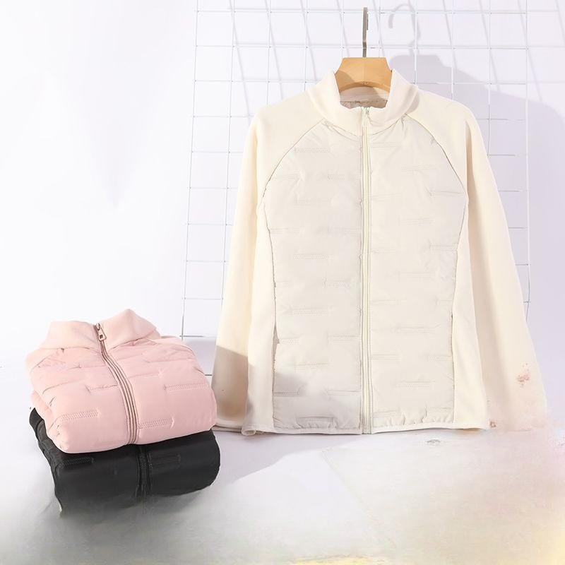 

Lightweight Windproof Sports Cotton Jacket Slim Fit Stand Collar Outdoor Warm Coat 5XL бежевий