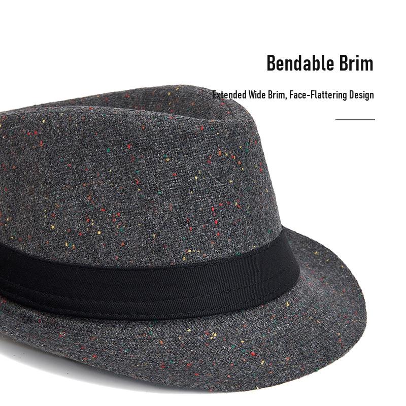 Vintage Tweed Fedora Hat for Men Warm Winter Jazz Cap British Style