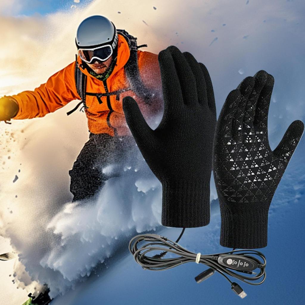 USB Pekskärmsvantar Vintervarma 3-läges temperatur Elektriska Uppvärmda Handskar Uppvärmda Motorcykelhandskar för Cykling Löpning Drivi