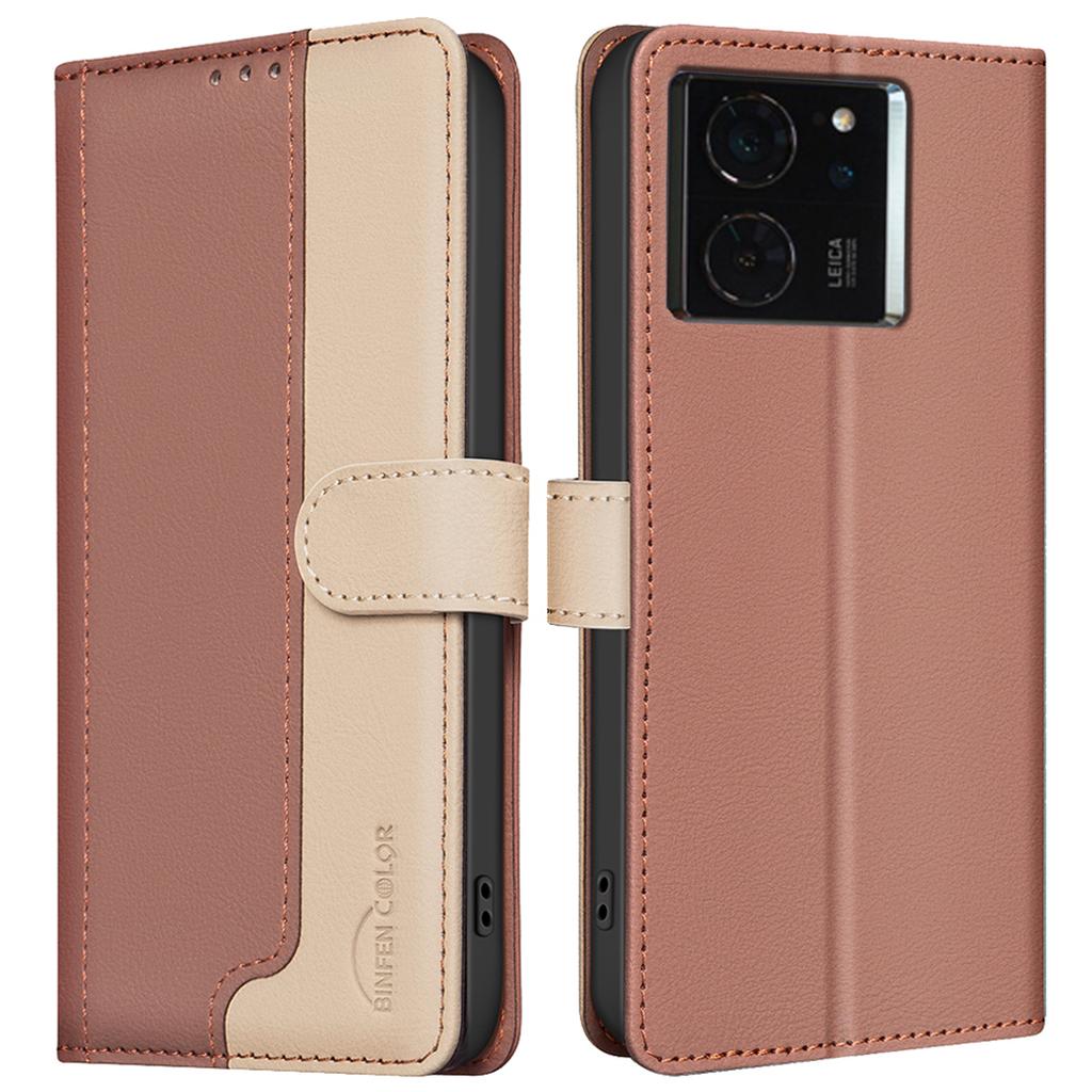 BINFEN COLOR BF33 for Xiaomi 14T Pro Leather Case Splicing Color RFID Blocking