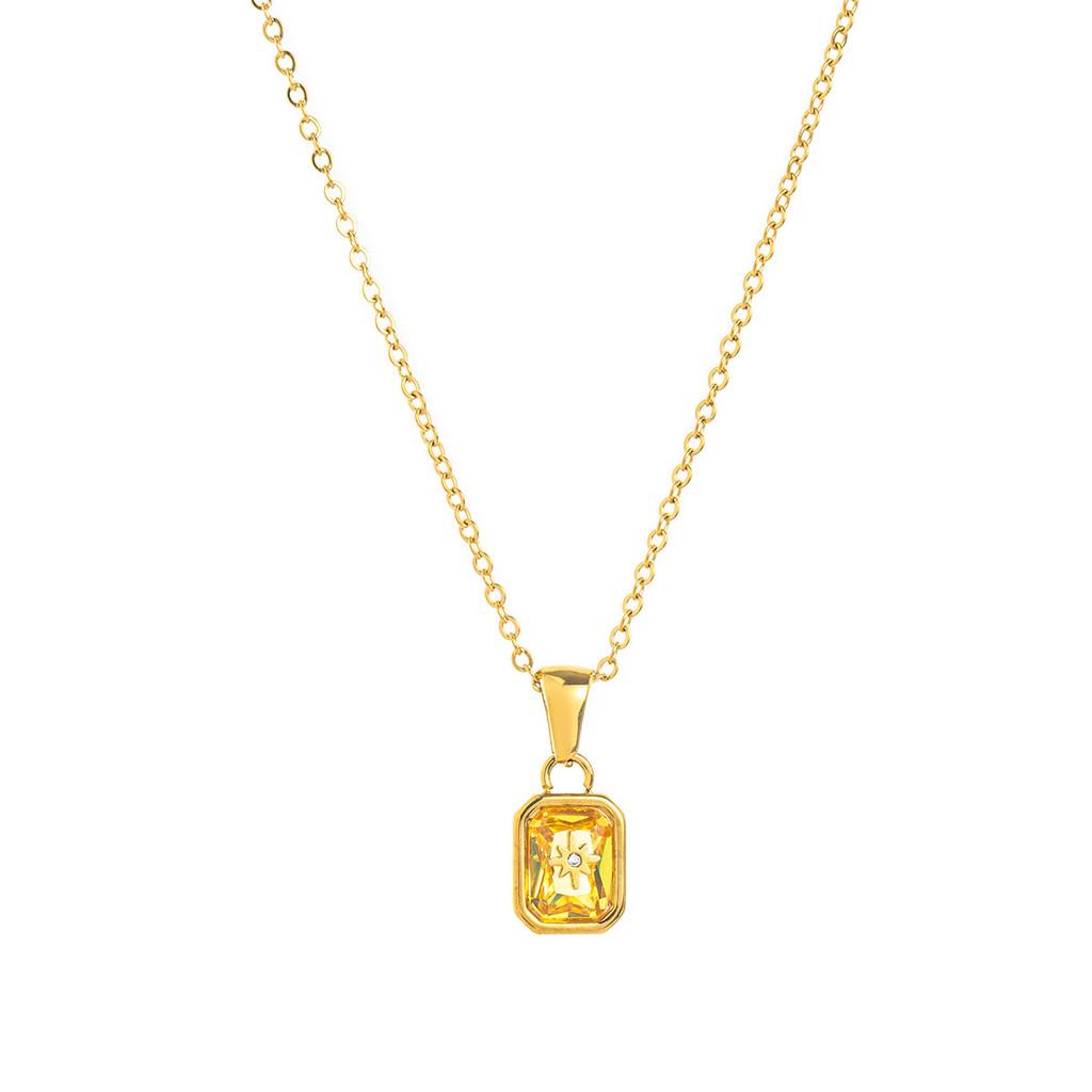 Birthstone Zodiac Necklace With Titanium Steel Pendant For Women And Men