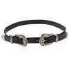 Faux Leather Belt with Double Floral Embossed Buckle Vintaje Women's Silver, As Described