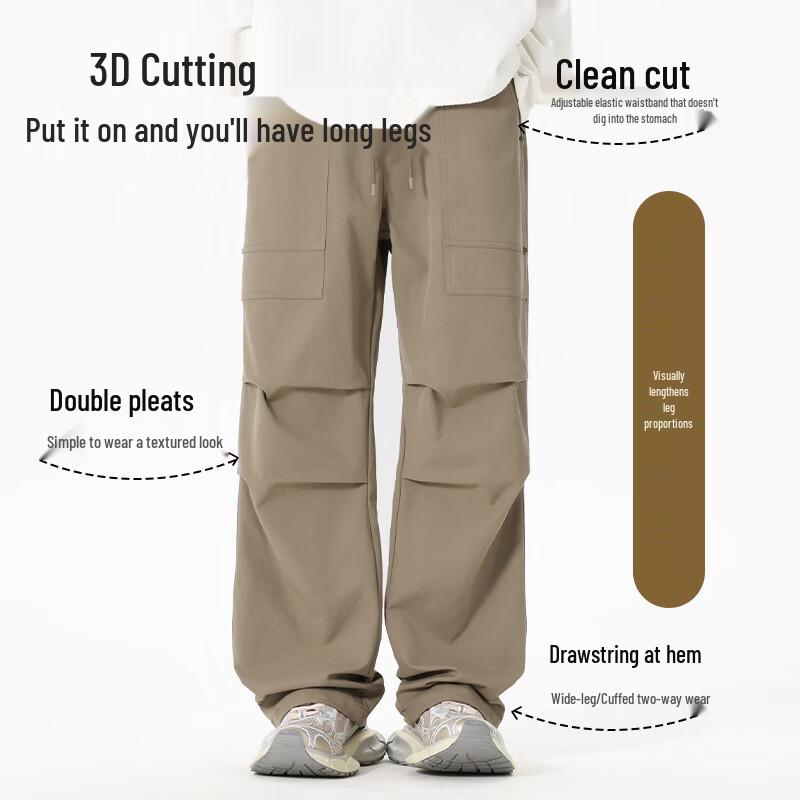 MINISO Unisex Vintage Loose-Fit Cargo Parachute Pants