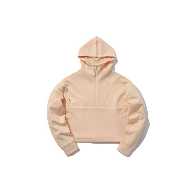 Li Ning Training Series Half Zip Hooded Pullover Sweatshirt Women sweatshirt Vanilla-Apricot AWDQ372-3