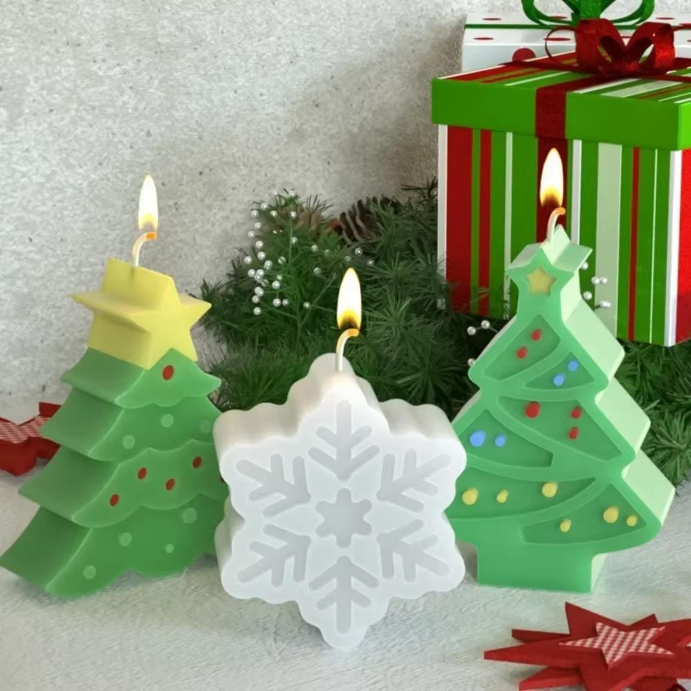 Christmas Tree Silicone Candle Mold Elk Soap Plaster Making Tool Gingerbread Man Mold for Candle Making DIY Gift