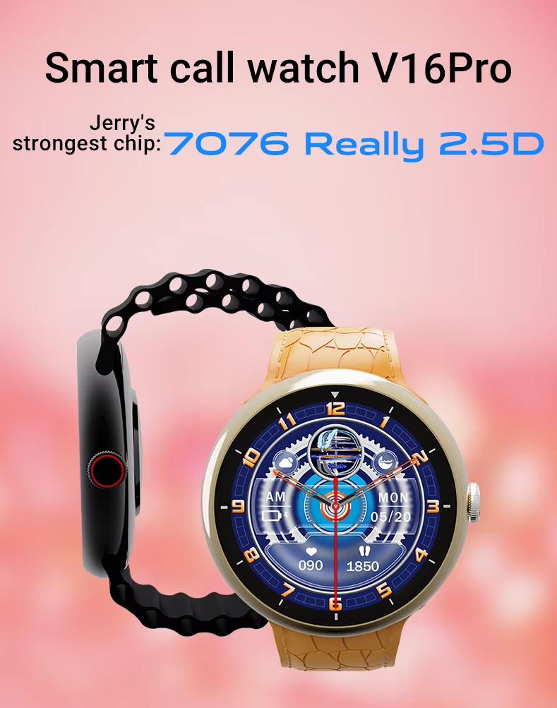 2026 Newest Fashion V16 Pro Smart Watch Round Screen Outdoor Sport Smart Watch Heart Rate Waterproof BT Calling Smartwatch синий
