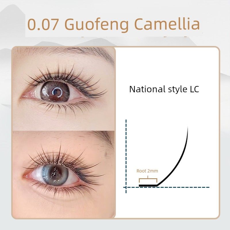 

L-Shaped Cartoon Camellia Grafting Eyelashes Fox National Style Velvet Wide Angle Wild Chinese Style Curling Eyelashes Not Scattered Heel 0.07 Comic Camellia Lc 89101112 mm